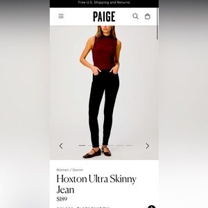 Paige Hoxton Ultra Skinny Jean in Black Shadow